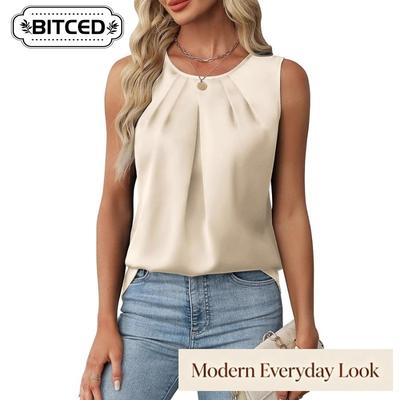 Women's Fashion Casual O-Neck Sleeveless Blouses & Shirts