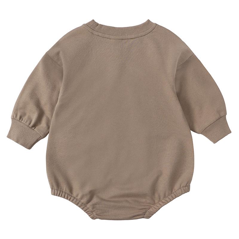 Korean Style Baby Cotton Long Sleeve Romper - Solid Color Bodysuit for Newborns