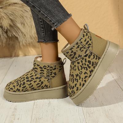 Dámské zimní pohodlné teplé sněhule Dámské outdoorové boty s leopardím potiskem Protiskluzové boty Odolné proti opotřebení Módní plyšové kotníkové boty