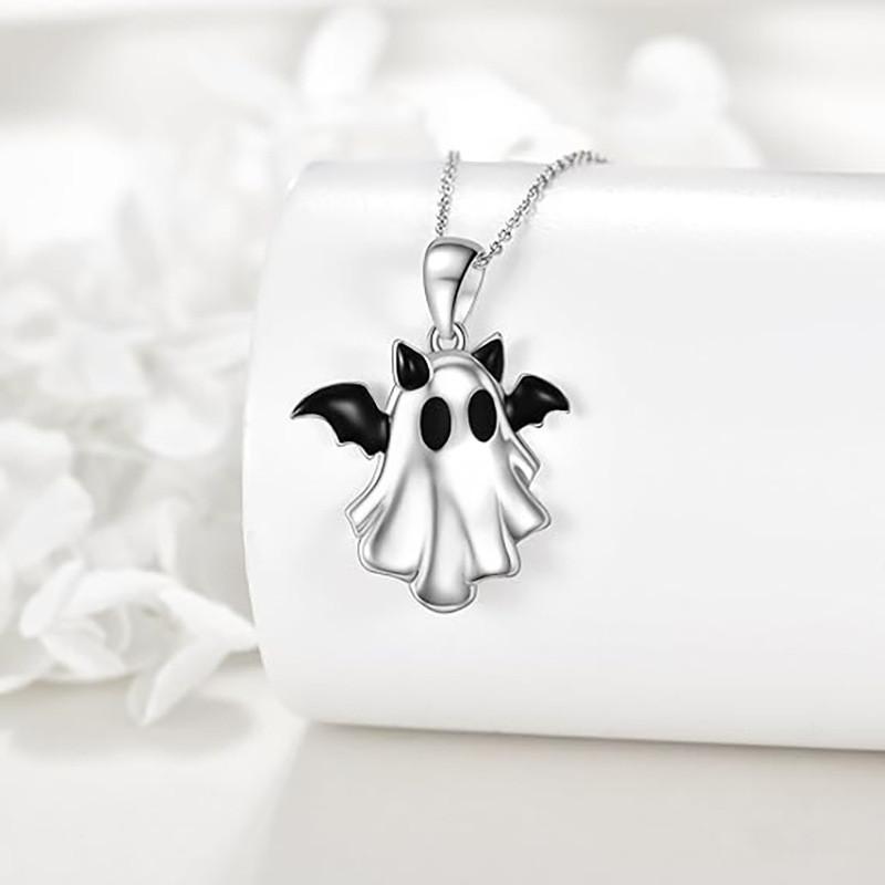 Ghost Halloween Pendant Necklace With Zinc Alloy Material For Holiday Accessory