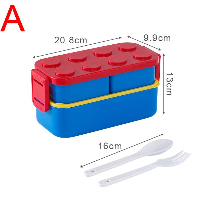 DIY Building Block Lunch Box Portable Children's Lunch Box Cartoon Student Bento Box Food Grade Pp Microwave Heatable Lunch Box