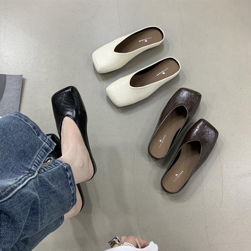 Fashion Bailamos 2025 Spring New Women Flat Shoes Fashion Shallow Slip On Mules Shoes Soft Flat Heel Outdoor Slippers Casual Slides Muje