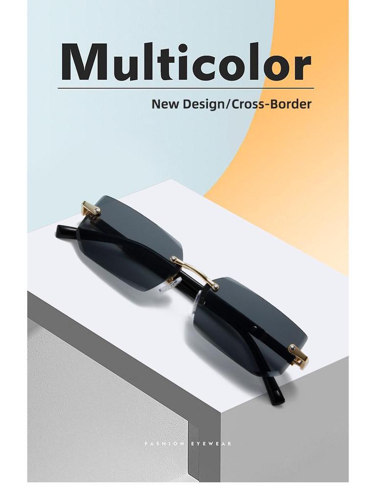 Trendy Frameless Square Sunglasses with Personalized Sun Protection