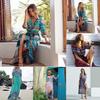 Elegantes Damen Boho V-Ausschnitt Langes Maxikleid Mit 3/4 Ärmel Für Party Und Abendveranstaltungen