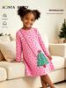 European Style Christmas Applique Long-Sleeved Girls' Princess Dress - Autumn 26 Collection