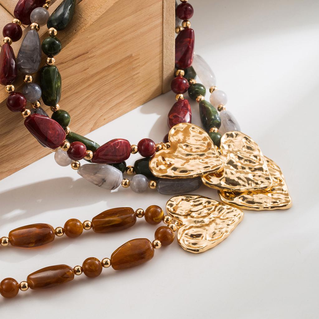 Asymmetrical Irregular Beaded Resin Chain Vintage Necklace Party Jewellery Gift