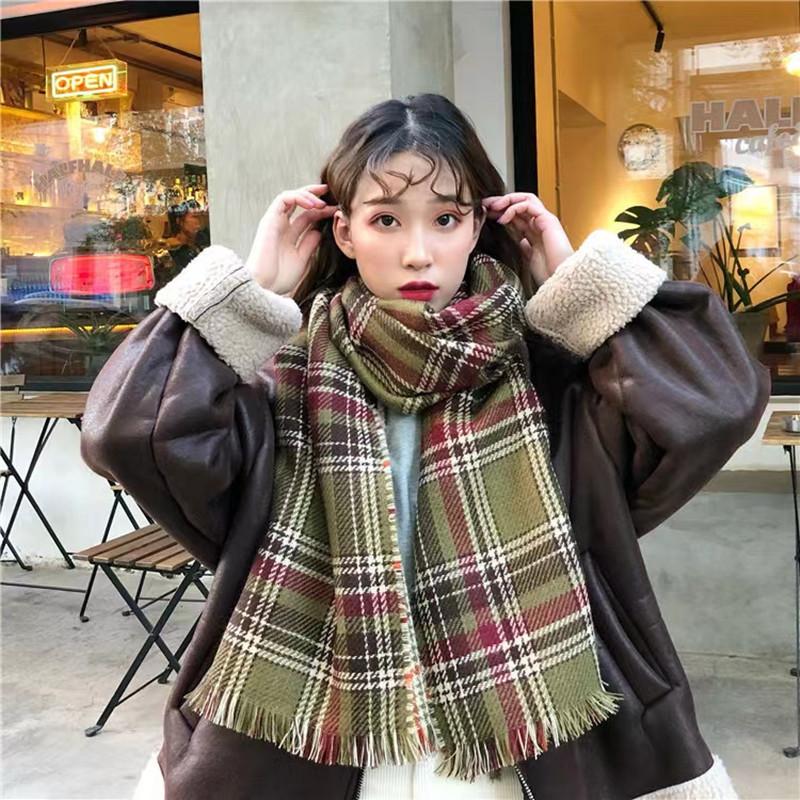 Autumn And Winter Plaid Scarf Thickened Imitation Cashmere Shawl Female Student Couple Warm Scarf