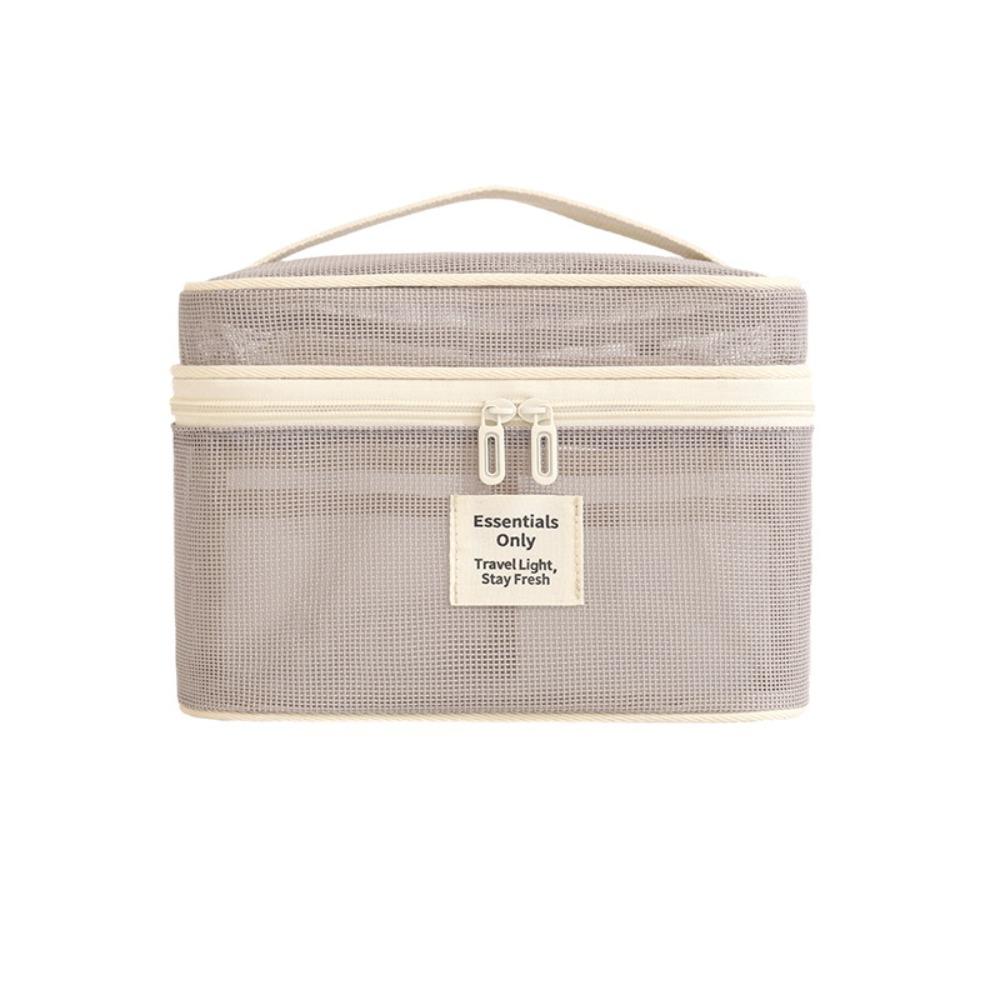 Lightweight Mesh Makeup Bag Zipper Large Capacity Transparent Mesh Cosmetic Bag Handheld Square Toiletry Storage Bag