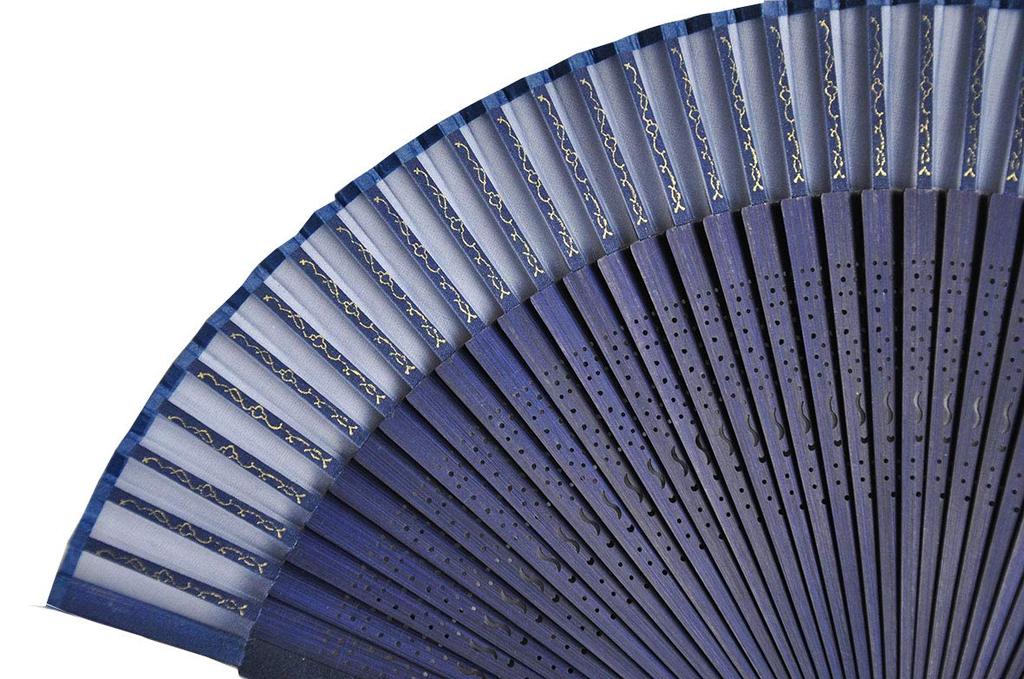 Unisex Folding Navy Blue Short-type Hot-Stamped Fan,
