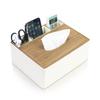 OIENNI Tissue PU Multifunctional Storage Tissue Box Control Desktop Storage with Small Item for Office and Home Use Light Wood Case, Leather, Case,