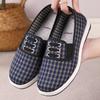 Spring New Elastic Casual Women's Cloth Shoes Plaid Cloth Cotton Cloth One-pedal Flat-bottomed Lazy Canvas Shoes