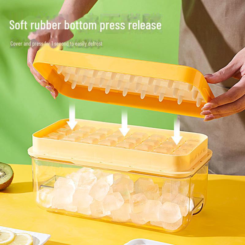Soft-Press Ice Tray: Easy Release, Food-Grade Material, Large Capacity Ice Storage Box
