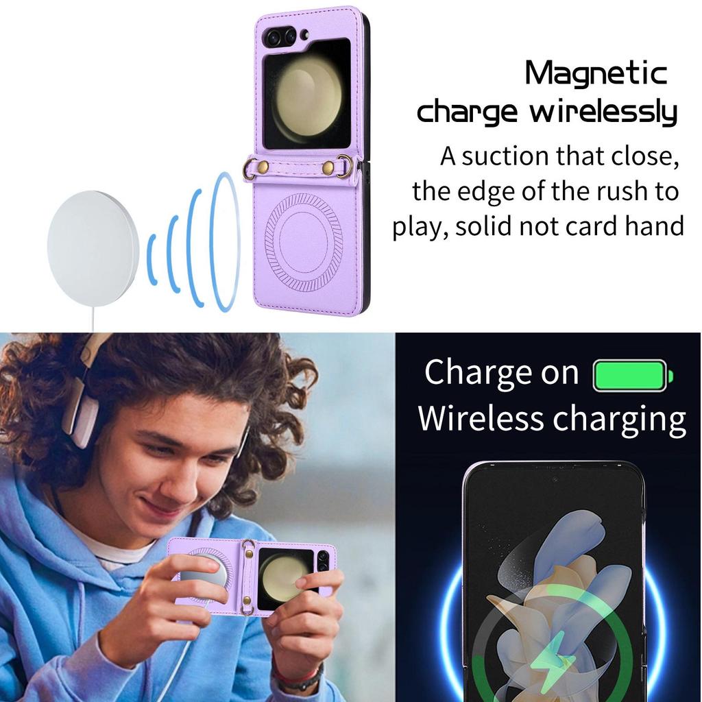 Custodia pieghevole coreana ZFLIP3/4/5 per telefono con cordino di ricarica magnetico