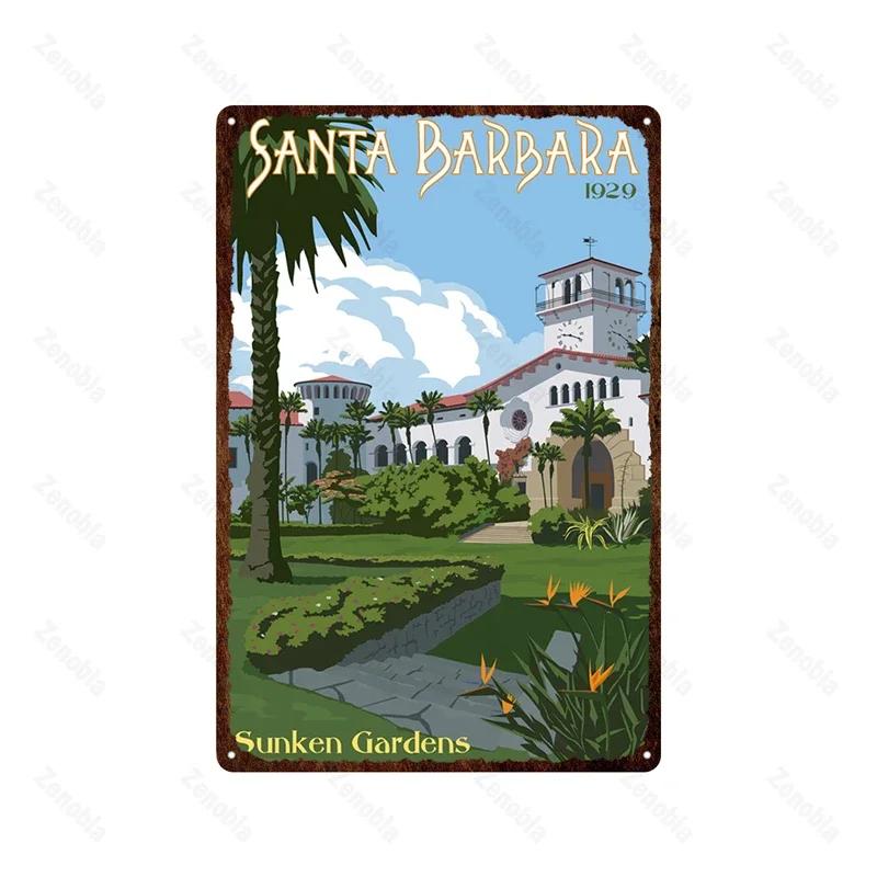 Paris Roma England City Metal Sign Vintage Metal Plaque Travel Tin Poster Scenic Decor for Bar Home Wall Decor Landscape Plat