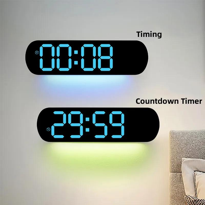Large-screen LED Ambient Light Wall Clock Temperature Date Week Display Remote Control Home Living Room Decorative Wall Clock