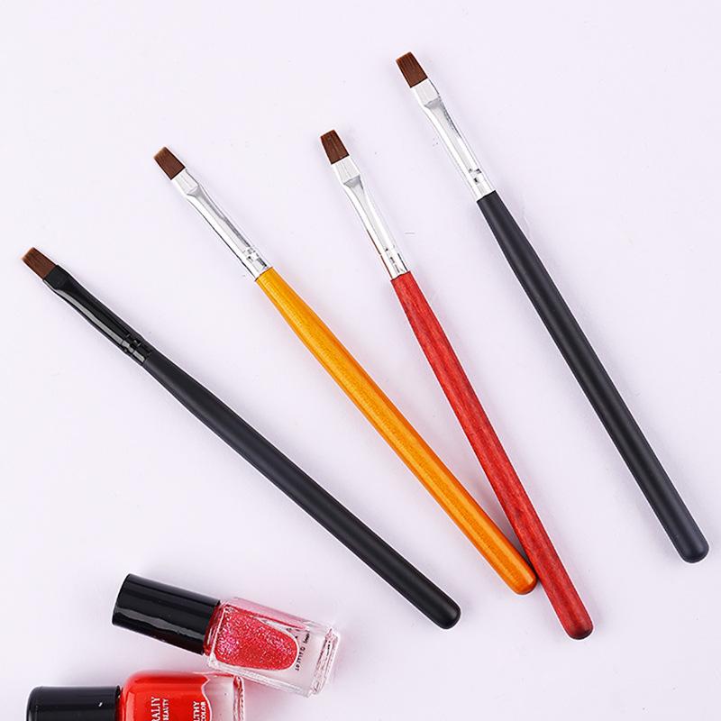 Nail Art Canned Glue Brush Wooden Rod Flat Head Nail Art Polish Brush Pen Nail Tool