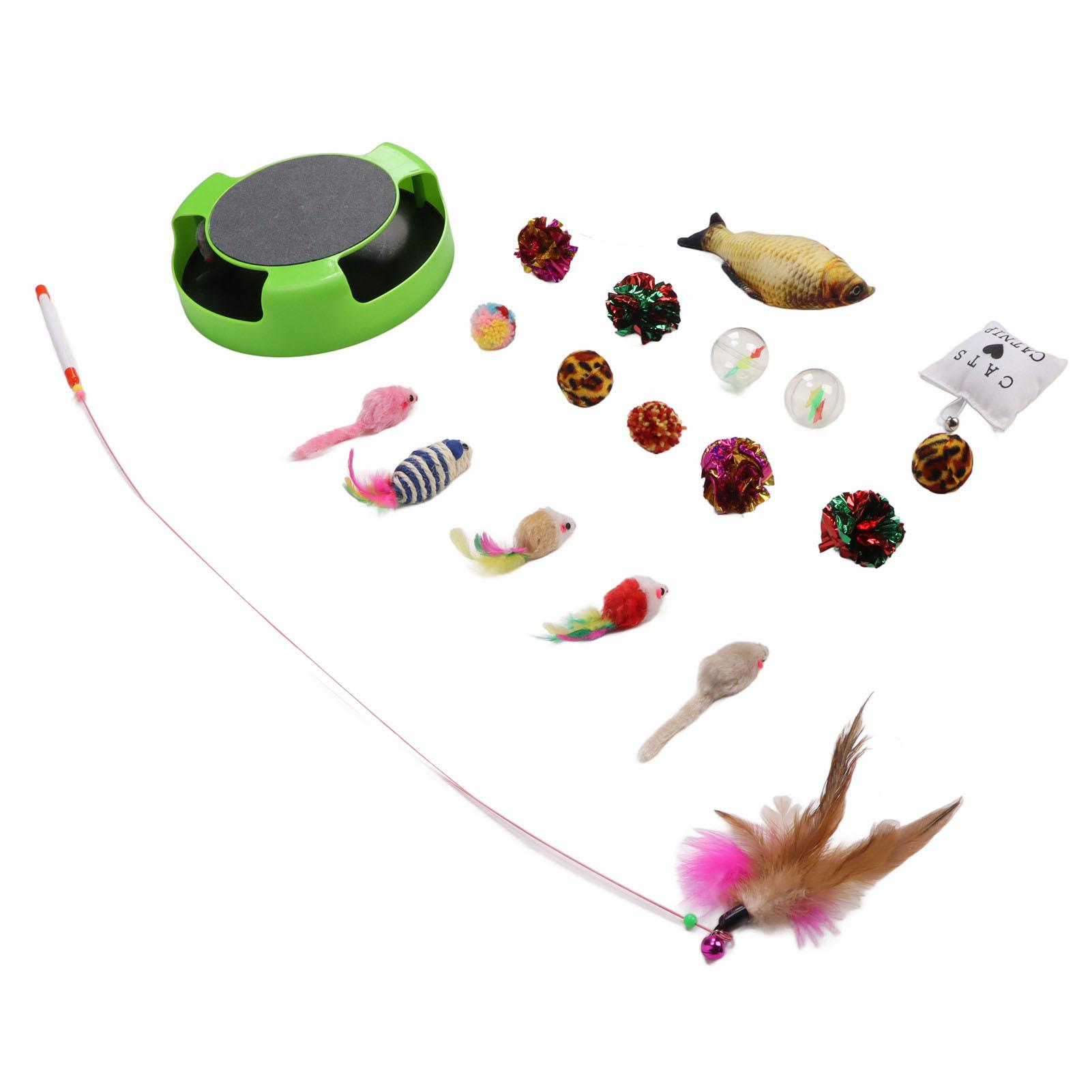 

19Pcs Cat Mouse Catching Toys Pet Cat Toy Set Cat Scratching Mouse Plate Toy Funny Cat Stick Cat Toys