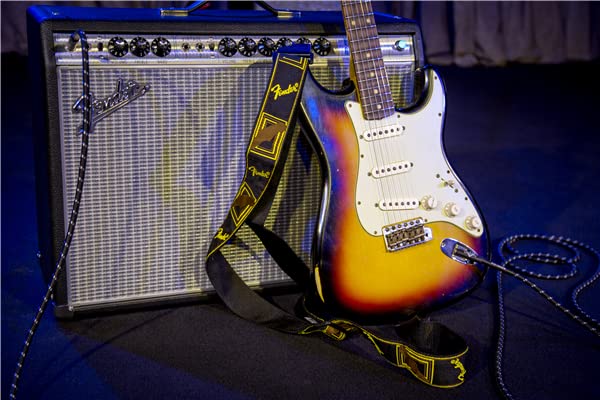 Fender Monogrammed 2" Strap, Black/Yellow/Brown