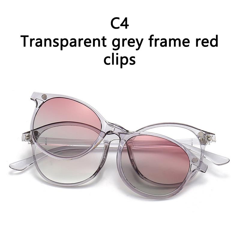 2 In 1 Magnetic Polarized Sunglasses Soft Transparent Color Frame Clear Lens Sun Glasses Classic Vintage Sunshades