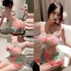 Jiuli Qingchuan Backless Qipao Lingerie Set - Sheer Printed Skirt, Easy Wear