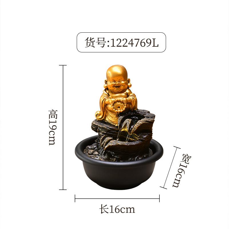 Chinese-style Maitreya Buddha Lucky Flowing Water Ornament Desktop Fountain Living Room TV Cabinet Tea Room Housewarming