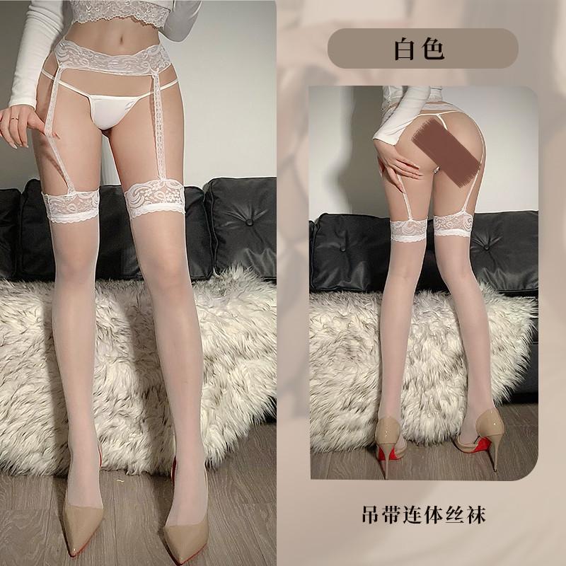 Sexy Integrated Garter Belt Sexy Stockings Seduction Black Lace Hollow Buttocks Long Black Stockings 2