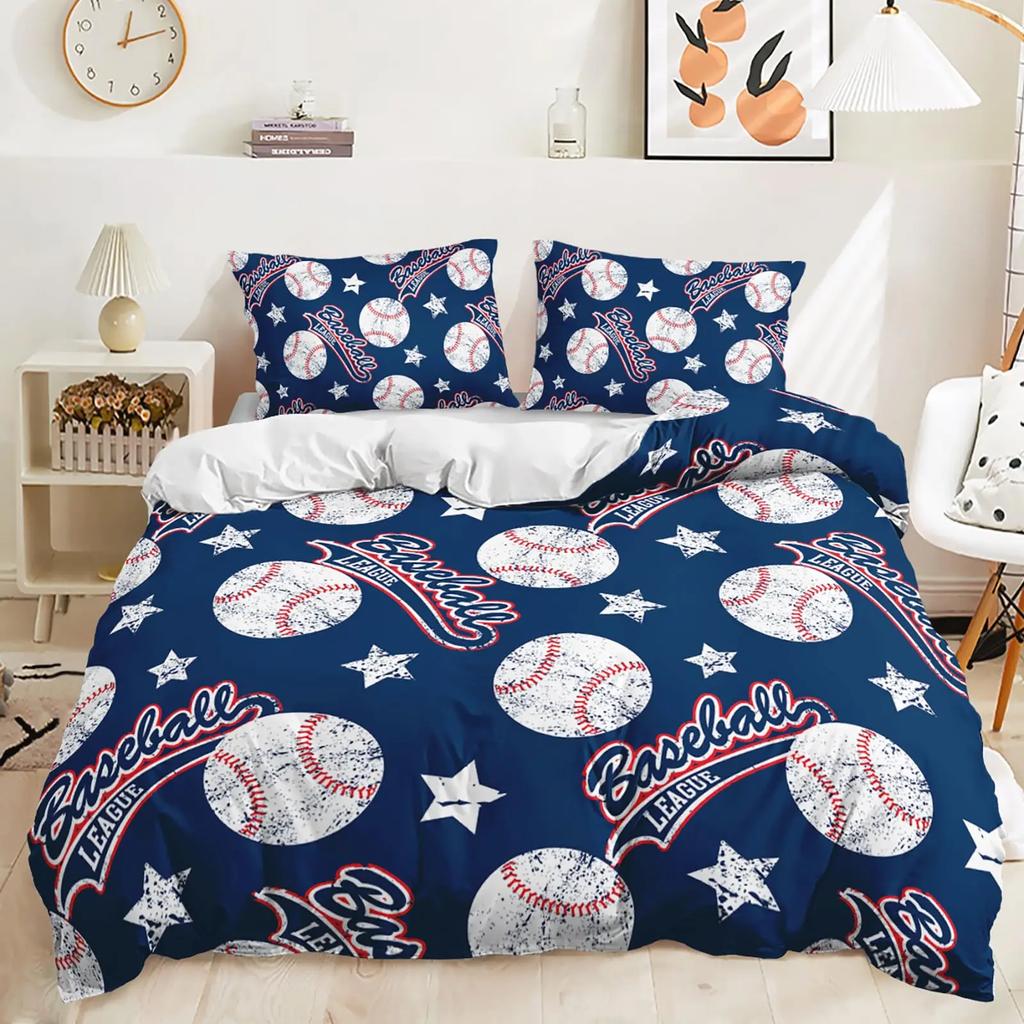 3D Baseball Bedding Set Sports Bedroom Decor Duvet Cover Sets With Pillowcases Sport Baseball Themed Sports Fans Essential Gifts
