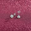 Snowflake Moissanite Sterling Silver Hypoallergenic Stud Earrings - 1 Carat