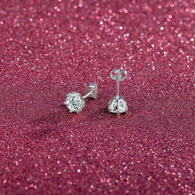 Snowflake Moissanite Sterling Silver Hypoallergenic Stud Earrings - 1 Carat