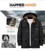 Men's Mid-Length Hooded Outdoor Jacket - Autumn/Winter, Plus Velvet, Multi-Pocket, Loose Fit
