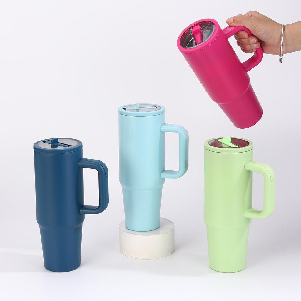 Tazza termica in acciaio inossidabile di quinta generazione da 30 oz con cannuccia - Manico ad alta capacità per uso esterno