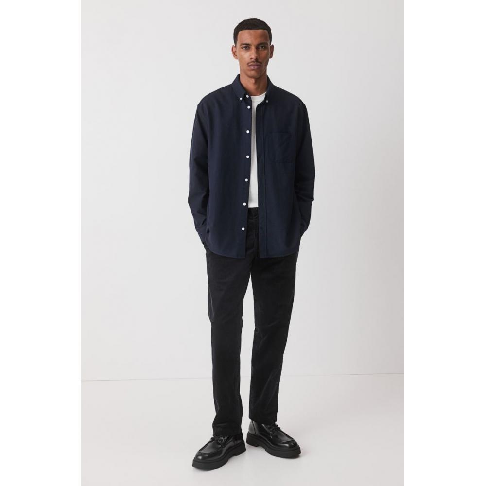 

Рубашка HM Regular Fit Oxford темно-синего цвета XS