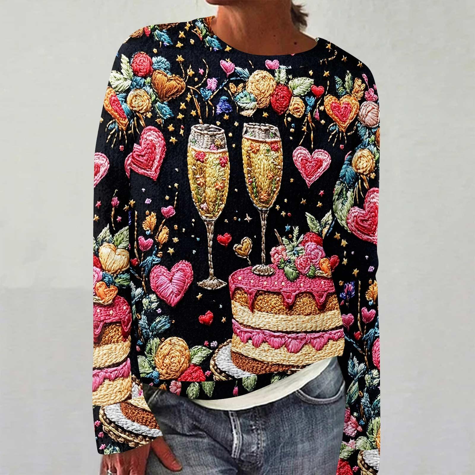 

Женский модный повседневный свитер с круглым вырезом и длинным рукавом с милым принтом из шерстяной вязки S розовый