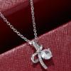 Exquisite Elegant Collarbone Chain Bow Pendant Necklace for Women Suitable for Female Engagement Friends Party Gift