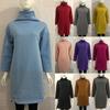 Winter Long Women Pullover Sweatshirts Ladies High Neck Jumper Dress Top S3xl