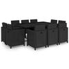 VidaXL Garden Furniture Set 11 Pcs with Cushions Wicker Resin Black