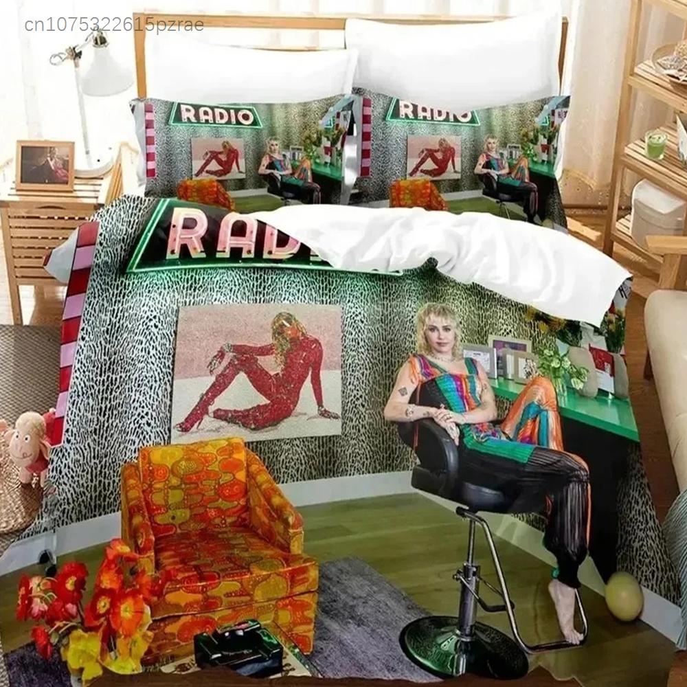 3D Print Miley Cyrus Singer Bedding Set Bedroom Soft Modern Bedspreads Comefortable Kids Duvet Cover Quilt Cover And Pillowcase