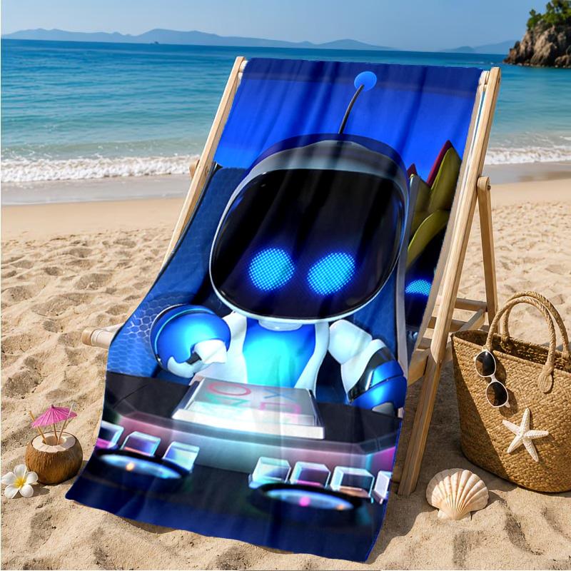 Weltraumabenteuer Roboter Strandtuch Mikrofaser Strandtuch, Leicht und Schnelltrocknend, für Sommerreisen, Schwimmbad Fan Geburtstagsgeschenk