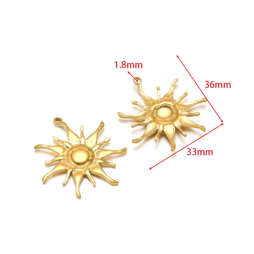 5Pcs Stainless Steel Multistyle Sun Charms Flower Pendants for DIY Retro Jewelry Making Handmade Necklace Earrings Findings Bulk