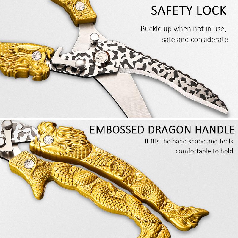 Stainless Steel Kitchen Scissors  Powerful Chicken Bone Scissors Chicken Duck Fish Cutter Shears Deli Vegetable Scissors