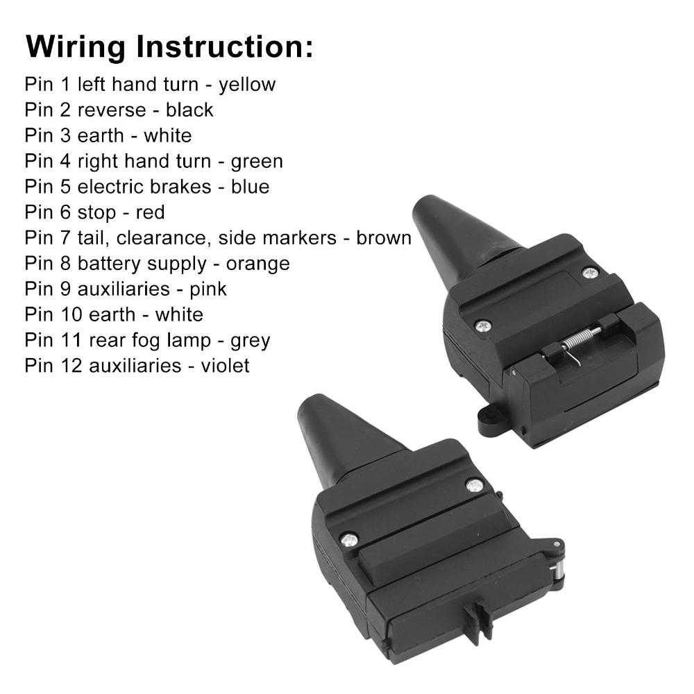 Flat Plug Design 12 Pin Flat Towing Plug Socket Set 12V Power 12V Power Connection 12 Pin Flat Socket Set Power Supply