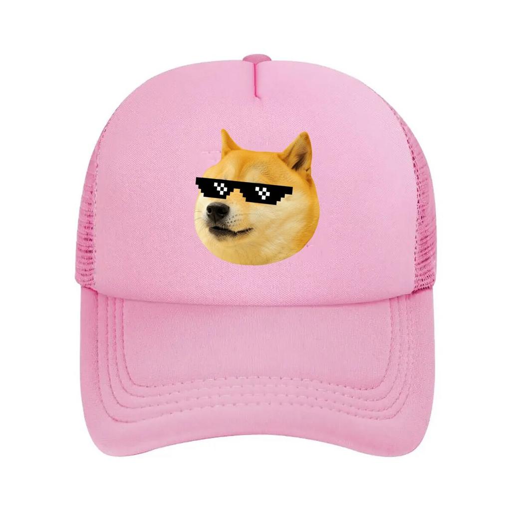 Doge Shiba Inu Meme Sunglasses Graph Mesh Baseball Cap For Womens Unisex FeUnisex Beach Dad Hat Hip Hop