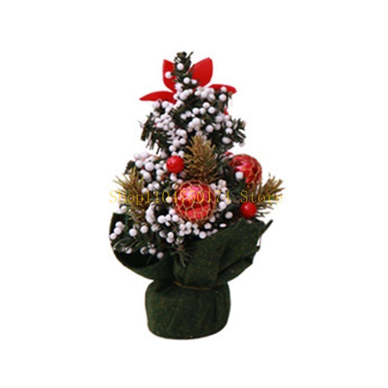 9'' Mini Christmas Tree with Flower Bells Ornaments Xmas Tree Desktop Decoration top sale