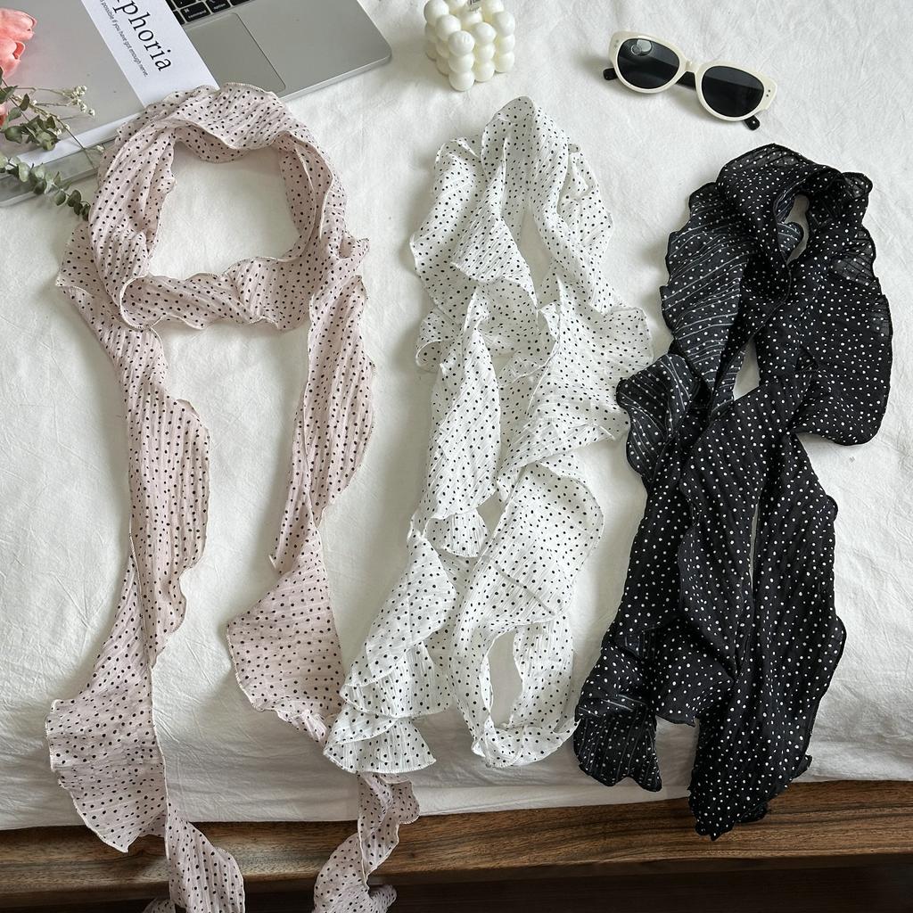 Polka Dots Retro Pure Desire Style Leopard Print Scarf Versatile Fashion Headband New Advanced Scarf Ribbon Atmosphere Ins