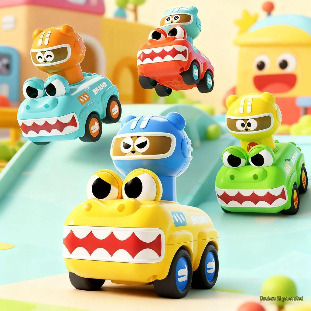In-Stock Inertial Cartoon Train Push Toy with Whistle - Drop-Resistant, Parent-Child Interactive Car for Kids