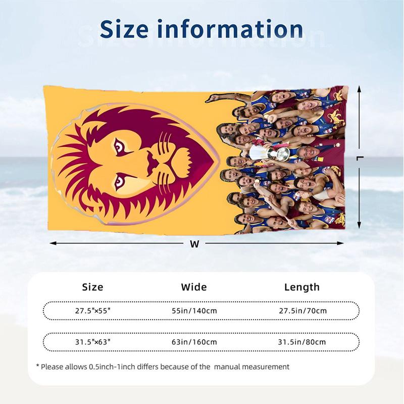 Brisbane Lions (1) Theme Beach Towel Sand Resistant Soft And Comfortable Suitable For The Pool Camping Yoga And Diving A Travel Essential