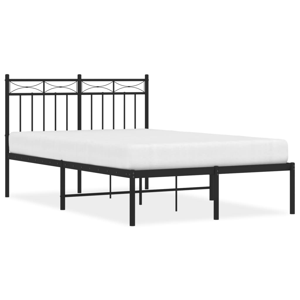 Metal Bed Frame with Headboard Black 120 x 200 cm