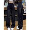Black-Grey High-Waist Straight-Leg Jeans for Women: Autumn/Winter 2025 Plus Velvet Loose Slimming Wide-Leg Pants