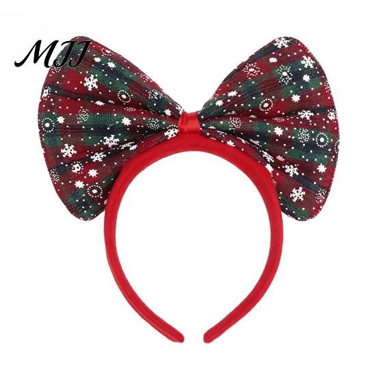 Christmas Headband Bow for Women Girls, Huge Plaid Hair Hoop, Decorative Accessory Giant Bowknot Accessories Cosplay Costume, Holiday Party
