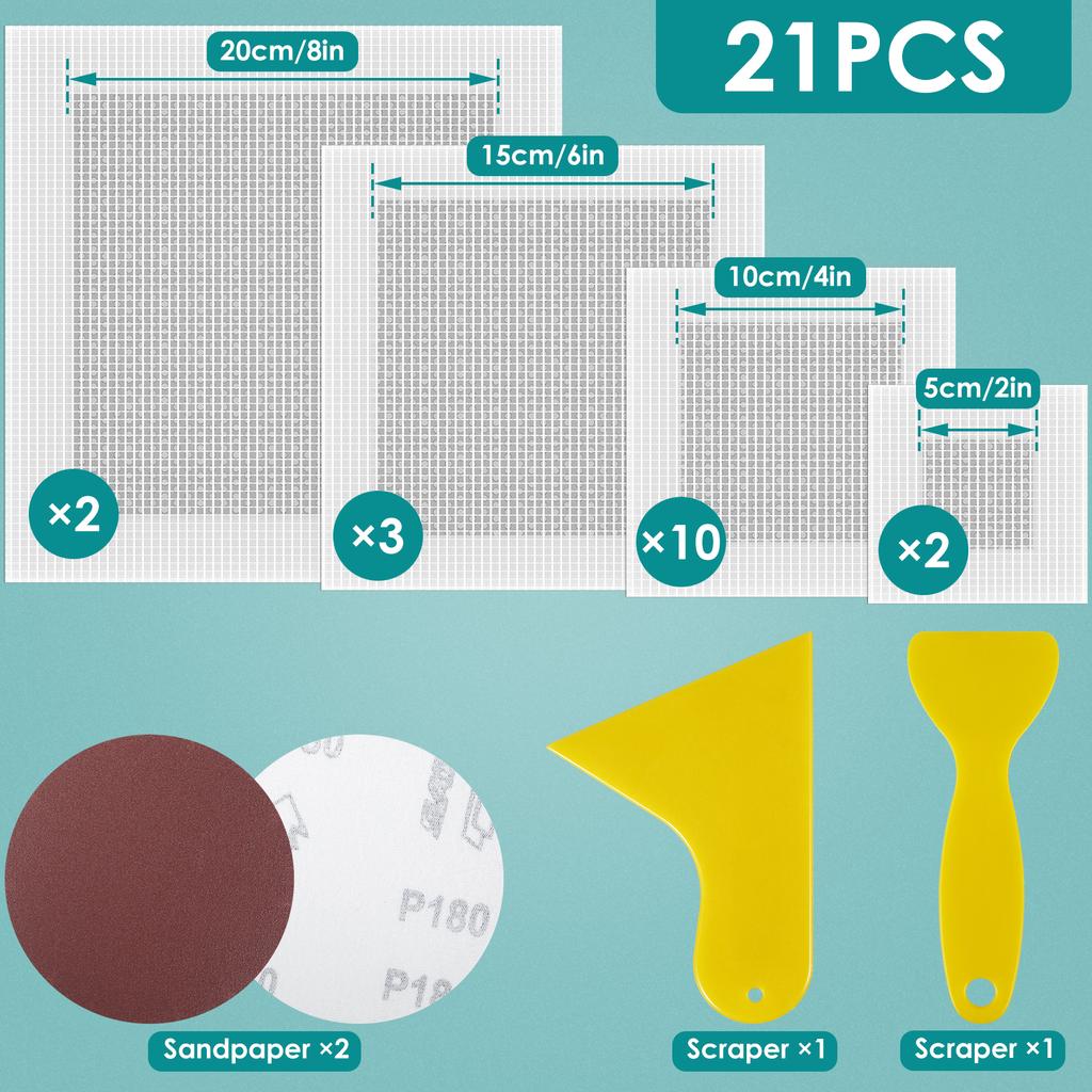 21/13Pcs Drywall Repair Kit 2/4/6/8'' Fiberglass Mesh Crack Patch with Scraper Self-adhesive Wall Repair Patch for Wall Ceiling